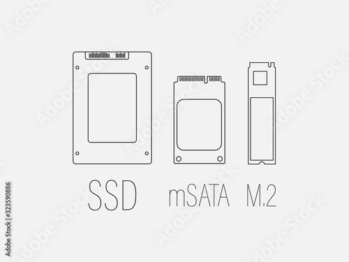 Ssd mSATA, M2, SSD icon. Vector illustration, flat design.