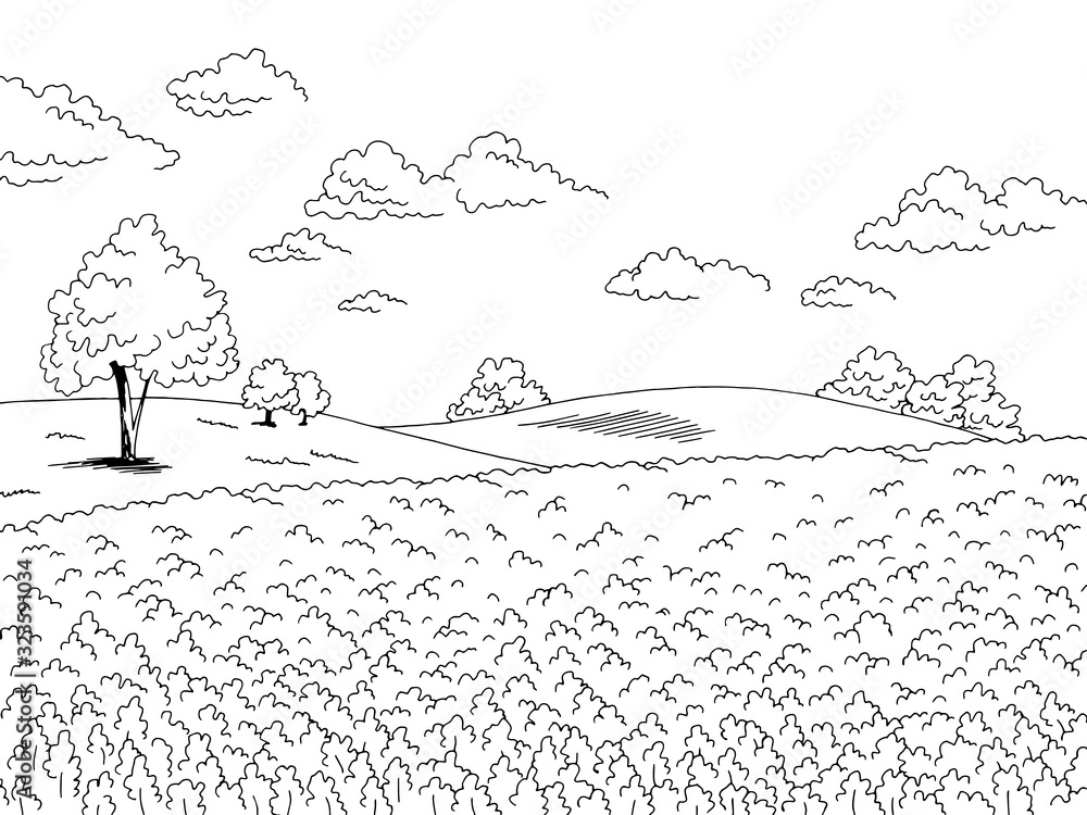 Field Clipart Black And White