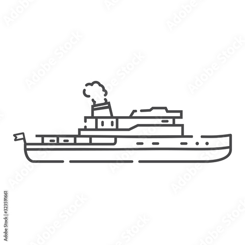 Steamship icon. Ship line art. Vector vessel outline.