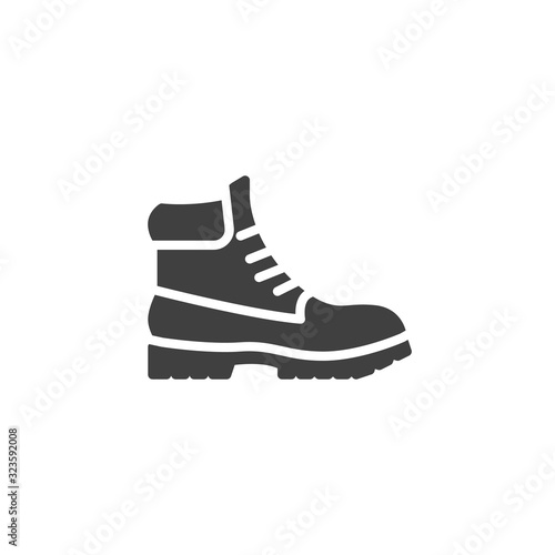 Hiking boot vector icon. filled flat sign for mobile concept and web design. Mens boots shoe glyph icon. Symbol, logo illustration. Vector graphics