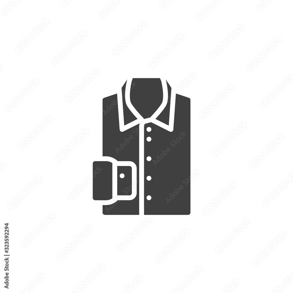 Folded shirt vector icon. filled flat sign for mobile concept and web design. Mens shirt folded glyph icon. Symbol, logo illustration. Vector graphics Folded shirt vector icon. filled flat sign for mobile concept and web design. Mens shirt folded glyph icon. Symbol, logo illustration. Vector graphics