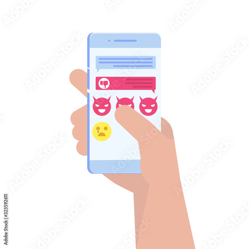 Cyberbullying, social network harassment concept. Vector illustration.
