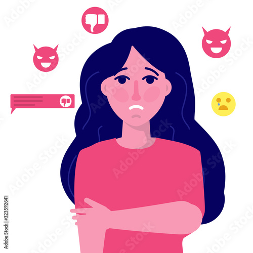 Cyberbullying, social network harassment concept. Vector illustration.