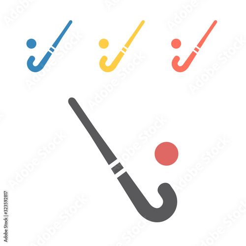 Field Hockey Stick with ball line icon. Vector signs for web graphics