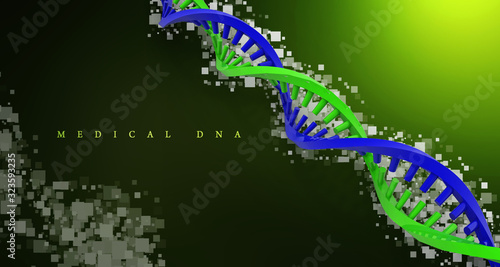 3d render of dna structure  abstract background