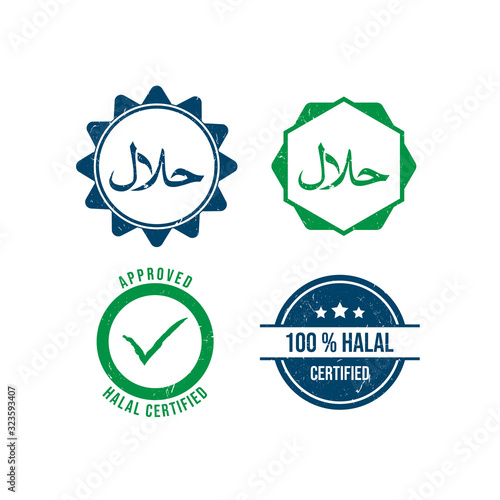 Set of halal grunge rubber stamp design