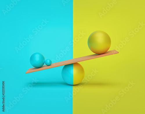 Conceptual design of balancing balls. minimal abstract background. 3d rendering
