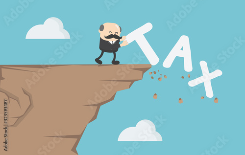 Chief businessman is pushing the tax message to fall off the cliff, bill and debt concept