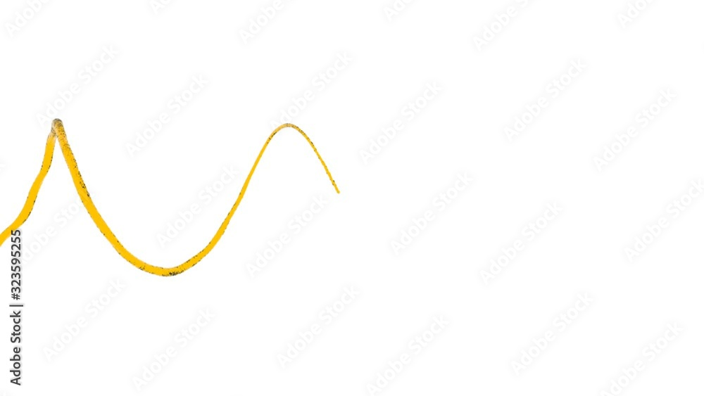Sinusoid from a stream of yellow liquid on a white background. Sinusoid from a stream of yellow liquid on a white background.