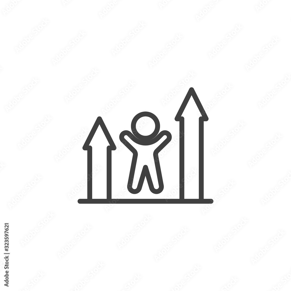 Career growth line icon. linear style sign for mobile concept and web design. Growth chart employee outline vector icon. Symbol, logo illustration. Vector graphics Career growth line icon. linear style sign for mobile concept and web design. Growth chart employee outline vector icon. Symbol, logo illustration. Vector graphics