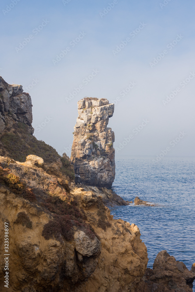 Papoa cliffs and sea in Peniche. Portugal