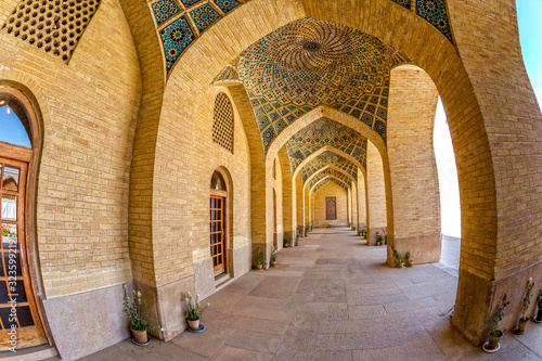 Nasir al-Mulk Mosque arcade fisheye