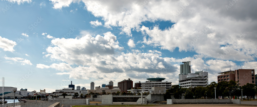 Promenade in Nagisa park towards the center of Kobe city