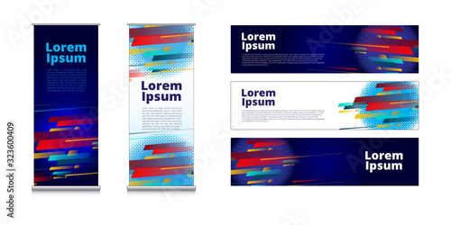 Business Roll Up Standy Design Banner Abstract blue sport Background vector design template