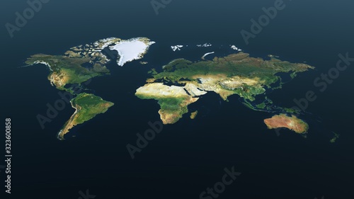 Relief map of World - 3D render