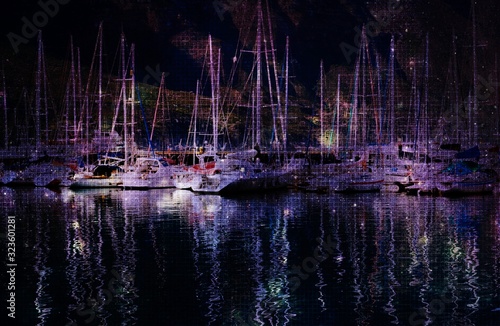 Wallpaper Mural Landscape with sail yachts in a small harbor Torontodigital.ca