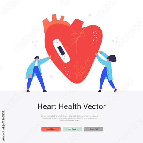 Cardiology department flat vector landing page template