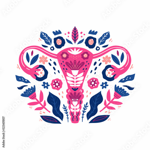 Female reproductive system stylized flat vector illustration