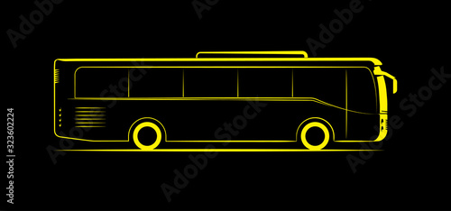 simple contour image of a bus on a dark background