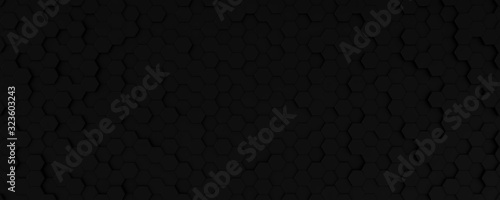 3d black metal random hexagon background © Primada