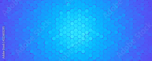 3d futuristic radial gradient blue hexagon background