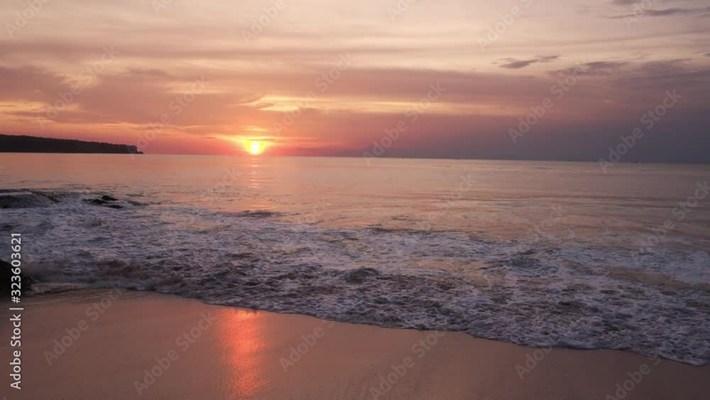 The sun touches horizon. Summer sunset seascape. The sun touches horizon. Summer sunset seascape.