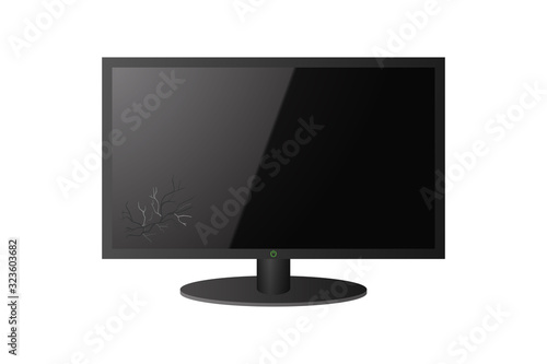 The computer screen is broken.
