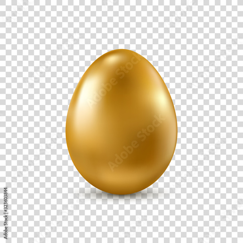 Vector golden realistic Easter egg isolated on transparent background.