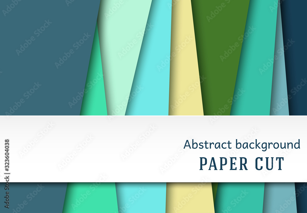 Abstract geometric background in paper cut style. Straight lines. Design for brochures, posters, flyers, advertising. Place for text. Vector.