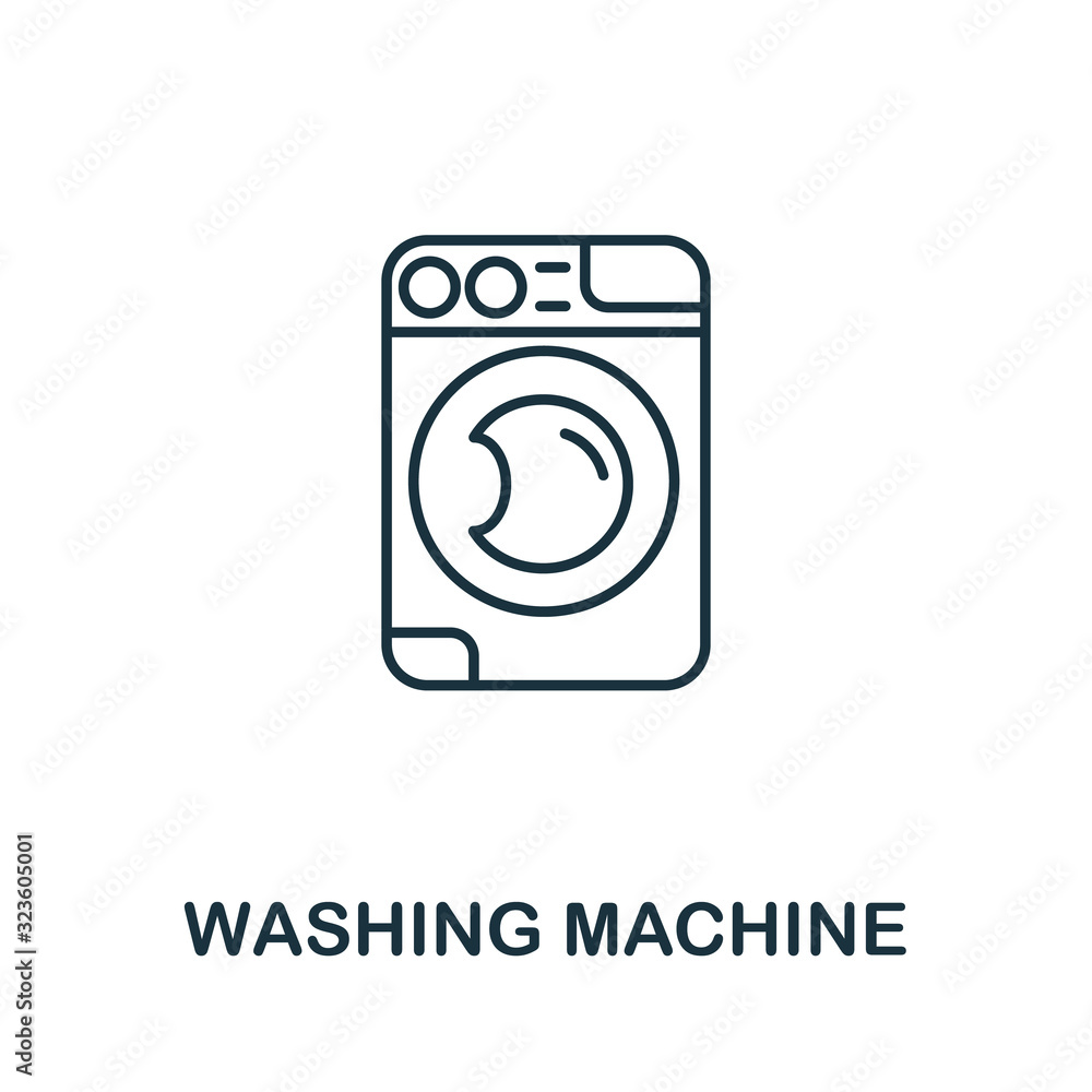 Washing Machine icon from household collection. Simple line Washing Machine icon for templates, web design and infographics Washing Machine icon from household collection. Simple line Washing Machine icon for templates, web design and infographics