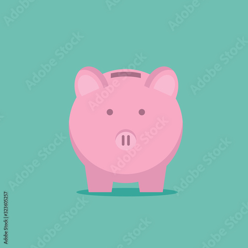 front of piggy bank icon symbol flat vector illustration
