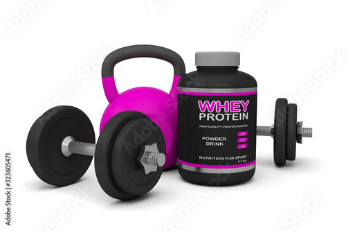 Tableau sur toile dumbbells kettlebell jar protein powder whey sport bodybuilding