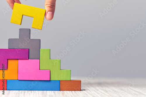 staircase wooden cubes. Business development concept. Concept of progress. photo