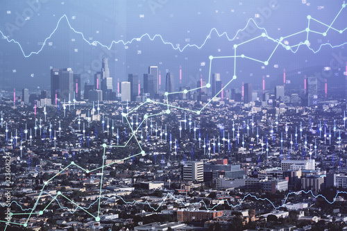 Wallpaper Mural Forex chart on cityscape with skyscrapers wallpaper double exposure. Financial research concept. Torontodigital.ca