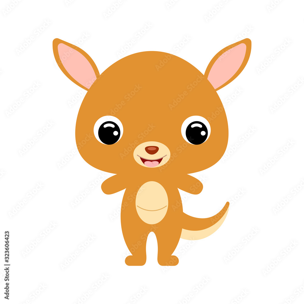 Cute baby kangaroo. Wild animal. Flat vector stock illustration on white background Cute baby kangaroo. Wild animal. Flat vector stock illustration on white background