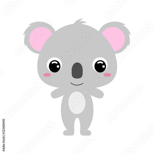 Cute baby koala. Wild animal. Flat vector stock illustration on white background