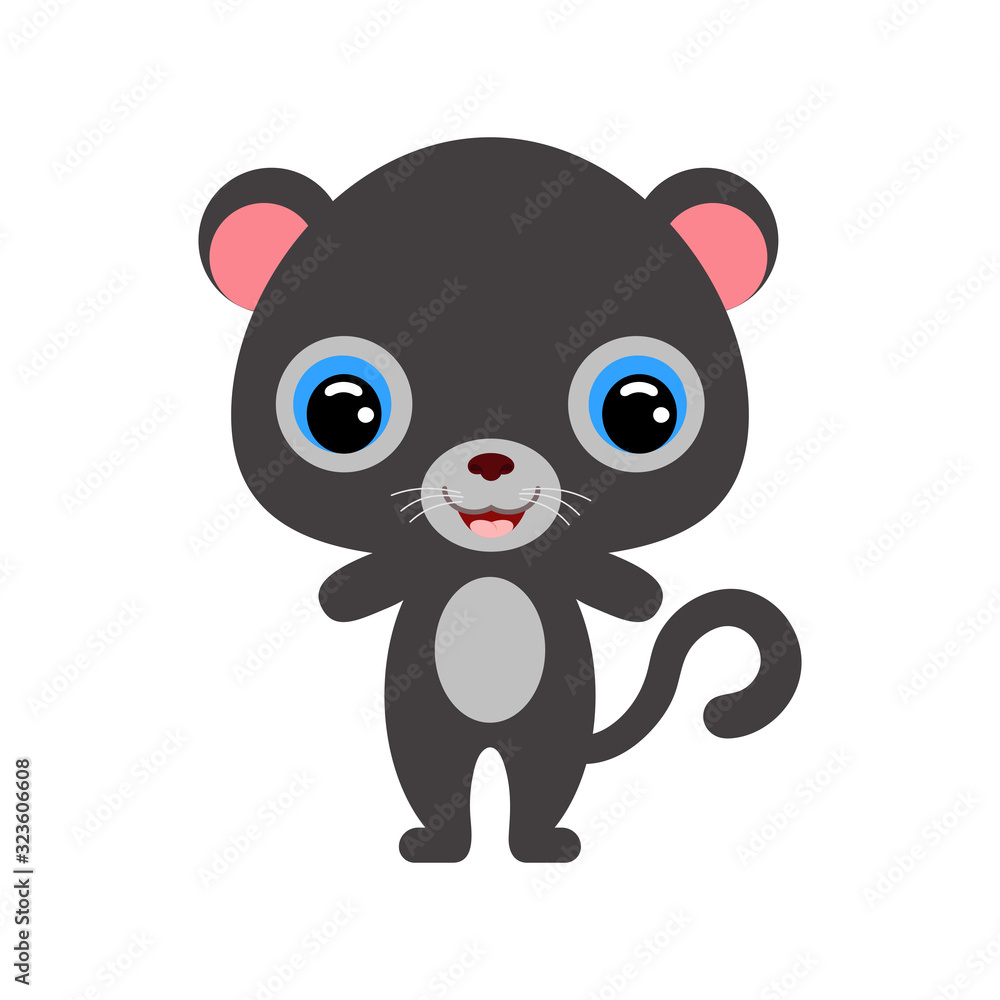Obraz premium Cute baby panther. Jungle animal. Flat vector stock illustration on white background