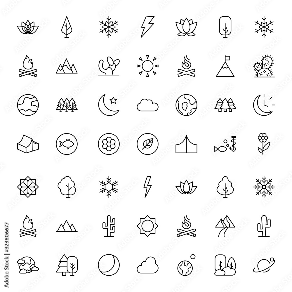 Nature line icon set. Nature line icon set.