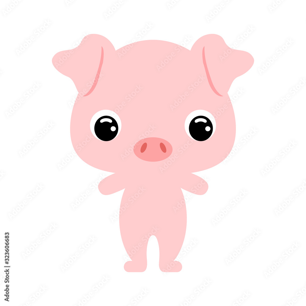 Cute baby pig. Domestic animal. Flat vector stock illustration on white background Cute baby pig. Domestic animal. Flat vector stock illustration on white background