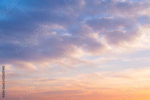 Fototapeta Naklejka Na Ścianę i Meble -  Color gradient in clouds, Blue, Lavender, orange, yellow 