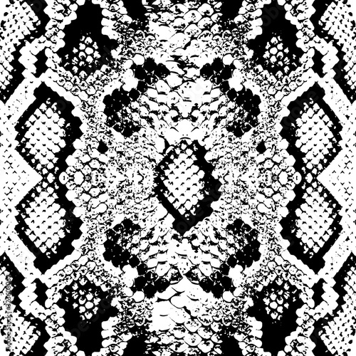 Snake skin scales texture. Seamless pattern black isolated on white background. simple ornament, fashion print and trend of the season Can be used for Gift wrap, fabrics, wallpapers. Vector