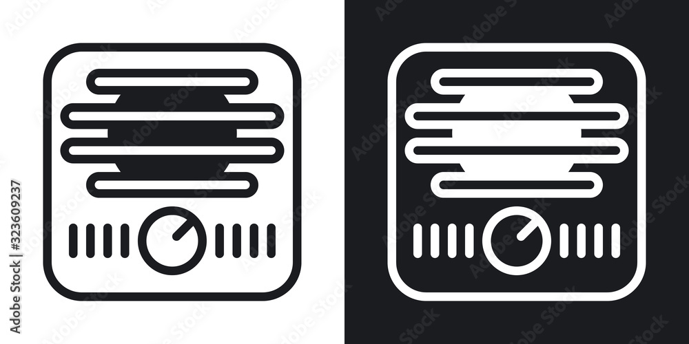 Radio app icon for smartphone, tablet, laptop or other smart device with mobile interface. Minimalistic two-tone version on black and white background Radio app icon for smartphone, tablet, laptop or other smart device with mobile interface. Minimalistic two-tone version on black and white background