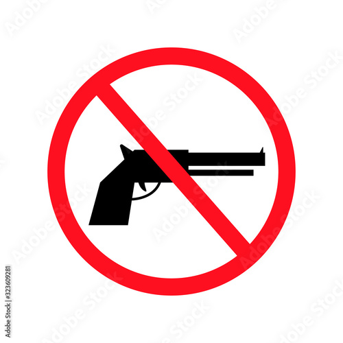 Gun-free zone sign on white. Vector