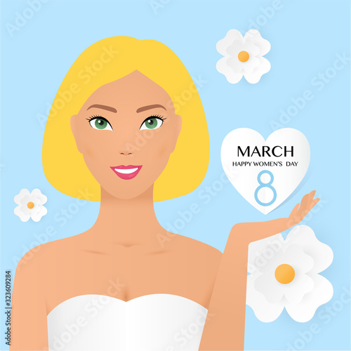 8 march international women s day vector illustration concept, woman head illustration from side view happy women s day, can use for, landing page, template, ui, web, mobile app, poster, banner, flyer