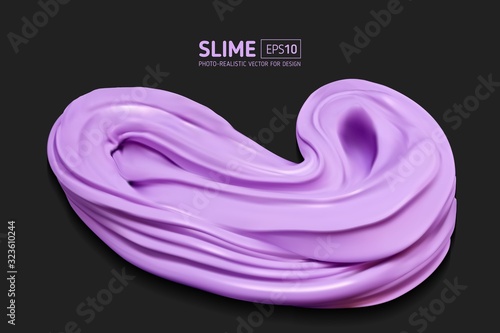 purple realistic slime on a black background. Vector illustration with mesh gradients.