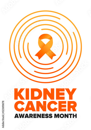 Kidney Cancer Awareness Month. Celebrate annual in March. Control and protection. Prevention campaign. Medical healthcare concept. Poster with ribbon. Banner and background. Vector illustration