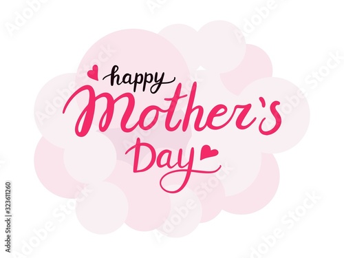 Happy Mother's Day lettering with small hearts. Isolated vector illustration.