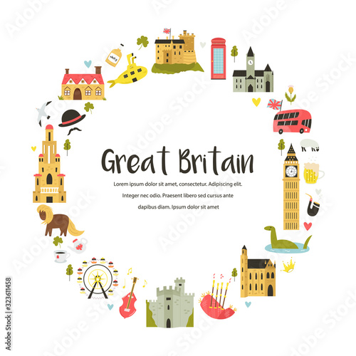 Design with famous symbols of Great Britain