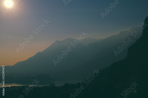 view of mountains over the lake of Como