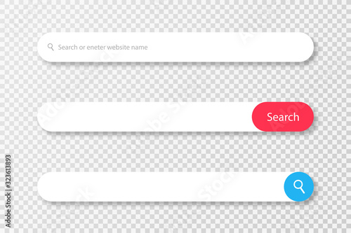 Search bar for web browser. Set of search bar templates for user interface, web design, mobile application
